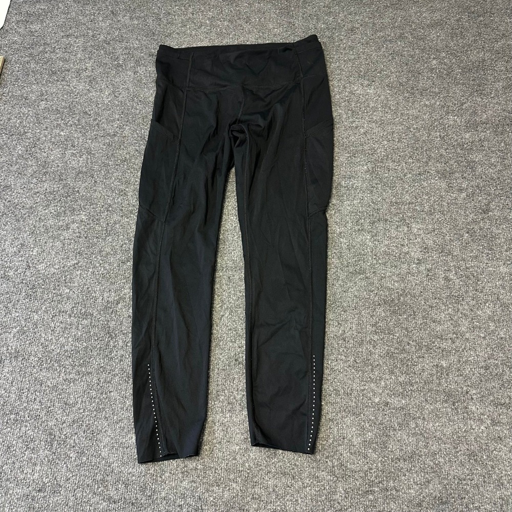 Lululemon Leggings Womens Size 8 Black High Rise Side Pockets Reflective Fair